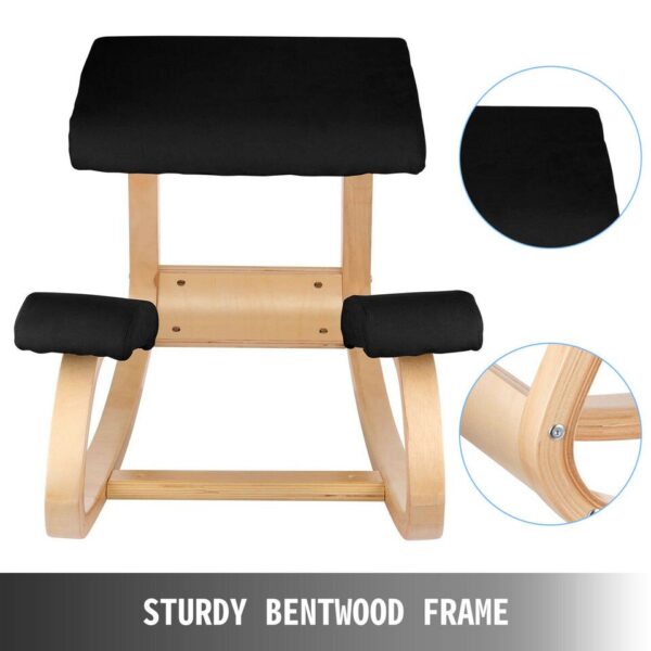 VEVOR Ergonomic Kneeling Chair W/ Thick Cushion Rocking Wood Kneel Stool Improve Posture Relieve - Image 6