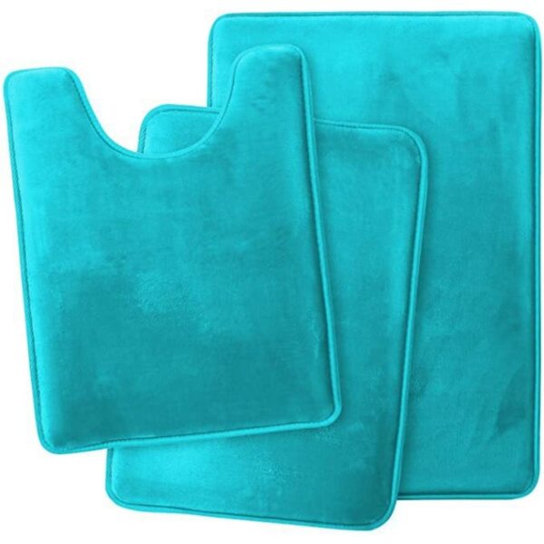 Set of 3 Bathroom Mat Set Soft Non Slip Shower Room Carpets Super Absorbent Memory Foam - Image 5