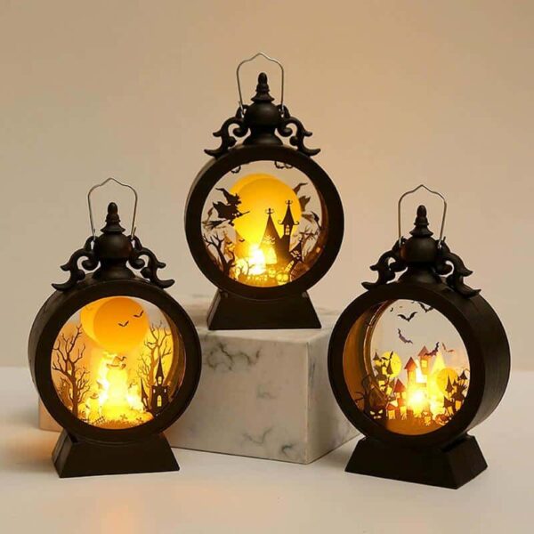 Halloween Witch Pumpkin Lantern Portable LED Vintage Castle Lantern