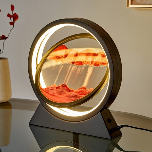 LED Light Creative Quicksand Table Lamp Moving Sand Art Picture 3D Hourglass Deep Sea Sandscape Bedroom Lamp - Image 5