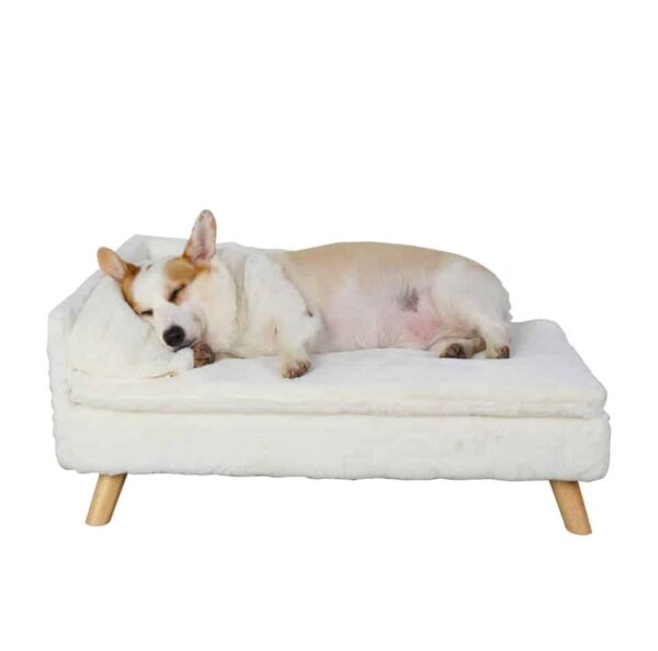 Elevated Pet Bed,Nordic Pet Stool Bed with Cozy Pad Waterproof, Pet Sofa Bed with Sturdy Wood Legs - Image 7