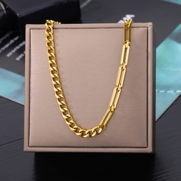 Retro Double Layer Hollow Thick Clavicle Chain Stainless Steel Necklace For Women - Image 22