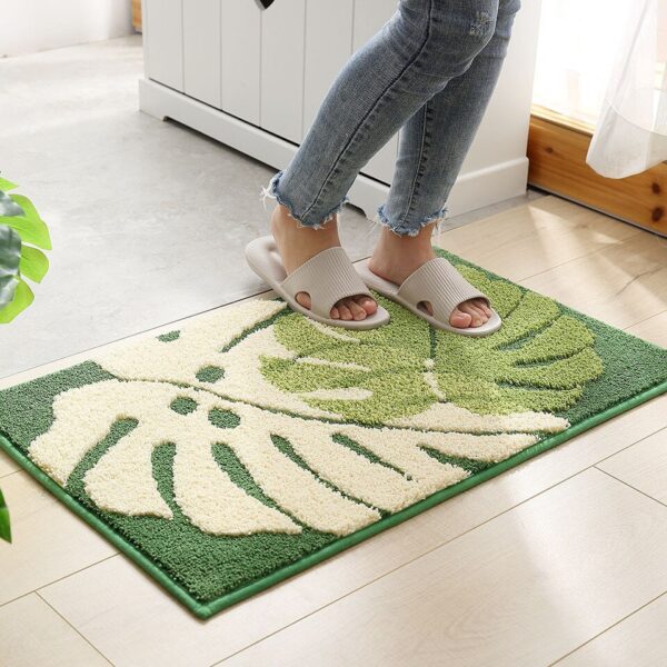 Leaves Non-Slip Bath Floor Mat Bathroom Fluffy Cashmere - Image 12