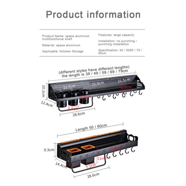 Spice Racks Kitchen Storage Shelf Wall-mounted - Image 10