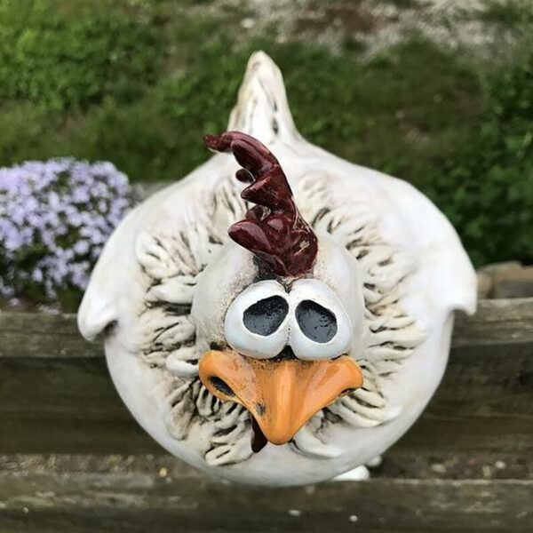 Funny Chicken Fence Decor Statues - Image 2