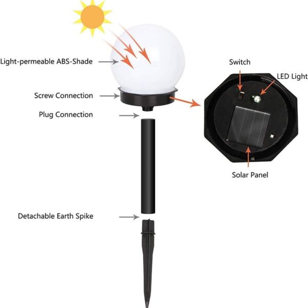 Round Bulb Shaped Solar Light Outdoor LED Globe - Image 6