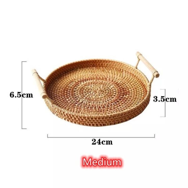 Hand-woven Rattan Wicker Basket Fruit Tea Snack Bread  Cosmetic Rectangular Storage Box Household Kitchen Supplies - Image 11