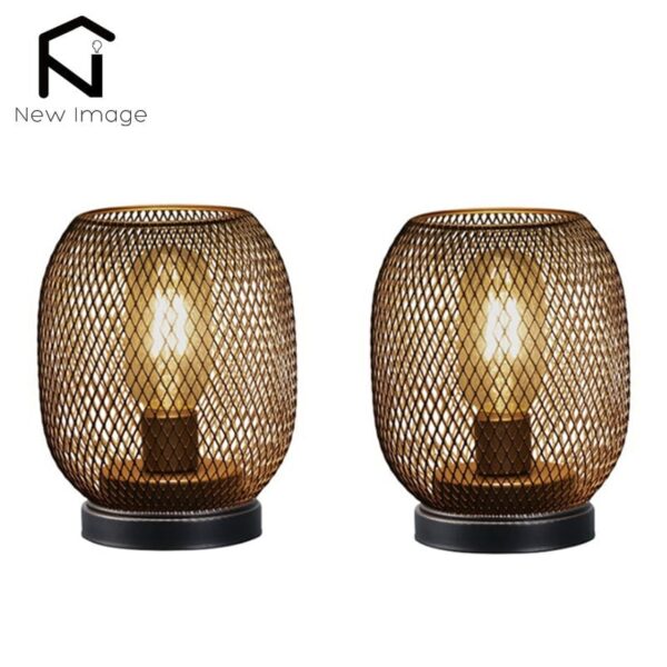 2Pcs Metal Cage Table Lamp Round Shaped LED Lantern Battery Powered - Image 6