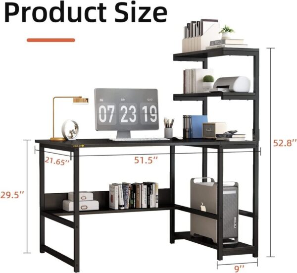 Computer Desk with 4-Tier Storage Shelves and Tower Shelf - Image 6