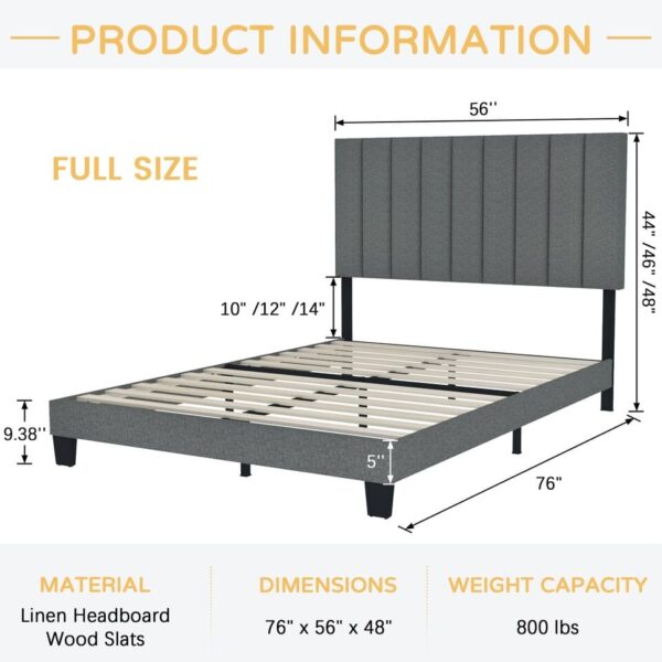 Queen Size Modern Upholstered Bed Frame with 4 Drawers, Platform Bed with Button Tufted Headboard Dark Grey - Image 4