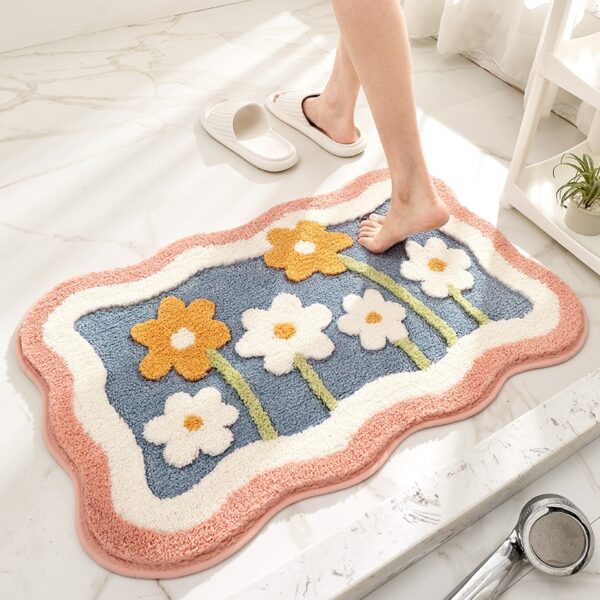 Green Leaves Flocking Bath Mat Non-slip Absorbent Microfiber - Image 19