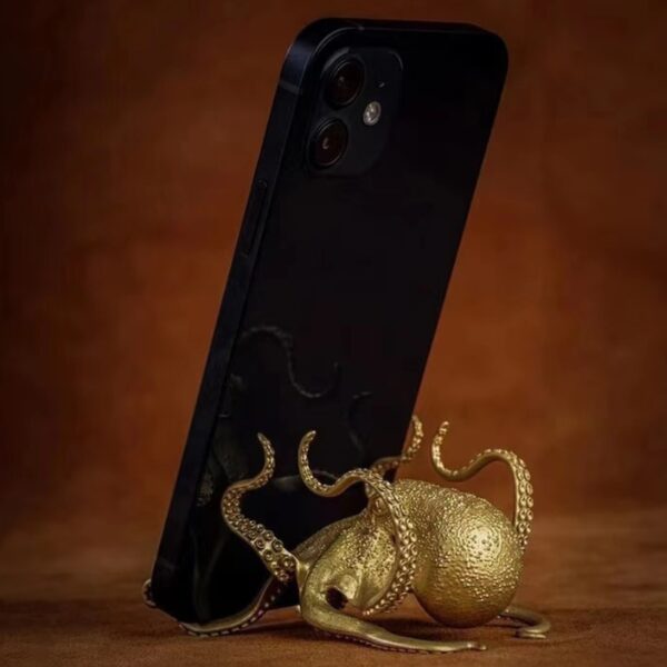 Creative Golden Octopus Mobile Phone Stand - Image 5