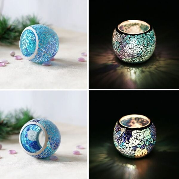 Mosaic Glass Candle Holders Romantic Dinner Home Decoration - Image 3