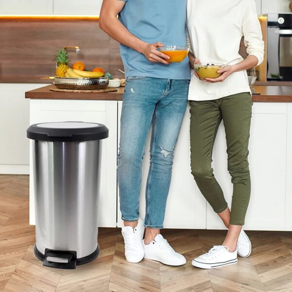 Stainless Steel 10.5 Gallon Round Step Trash Can - Image 2