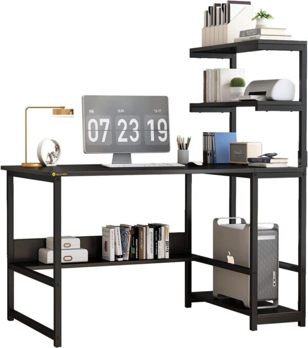 Computer Desk with 4-Tier Storage Shelves and Tower Shelf