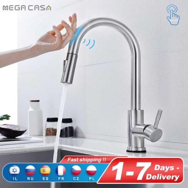 Pull Out Kitchen Faucets Smart Touch For Sensor Kitchen Water Tap Sink Mixer