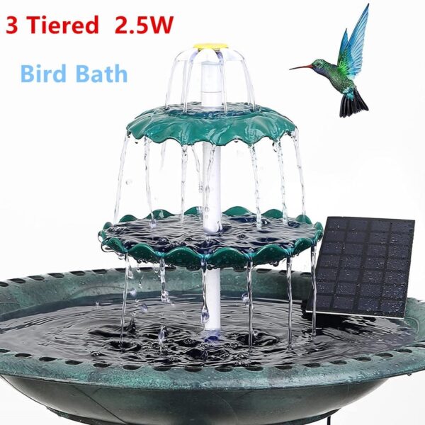 3 Tiered Bird Bath with Solar Pump