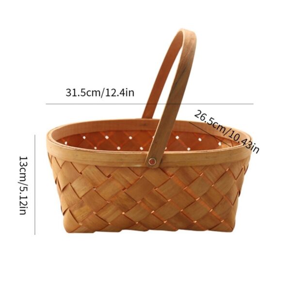 Desktop Storage Basket Fruit Vegetable Basket Bread Basket Hand Woven Bamboo - Image 7