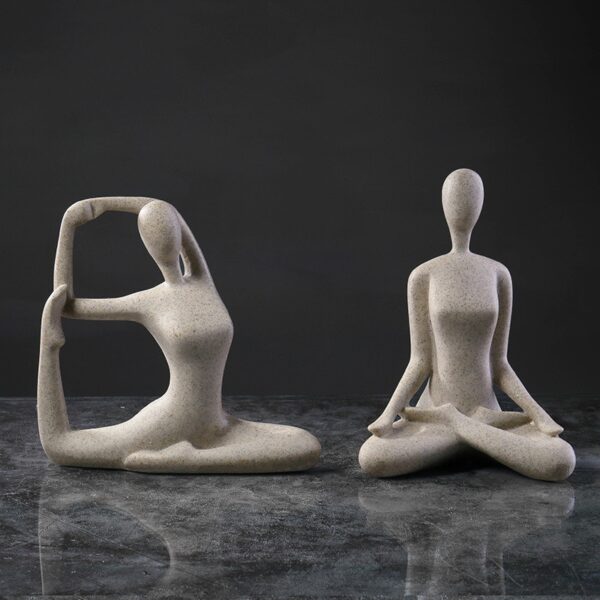 Nordic Simple Yoga Figure Statue Resin Figurine Office - Image 2