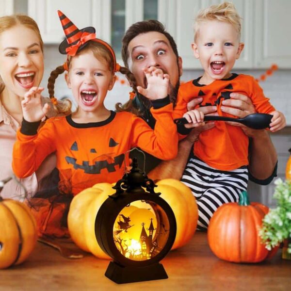 Halloween Witch Pumpkin Lantern Portable LED Vintage Castle Lantern - Image 3