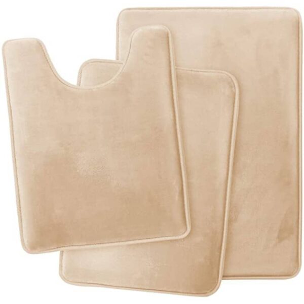 Set of 3 Bathroom Mat Set Soft Non Slip Shower Room Carpets Super Absorbent Memory Foam - Image 3