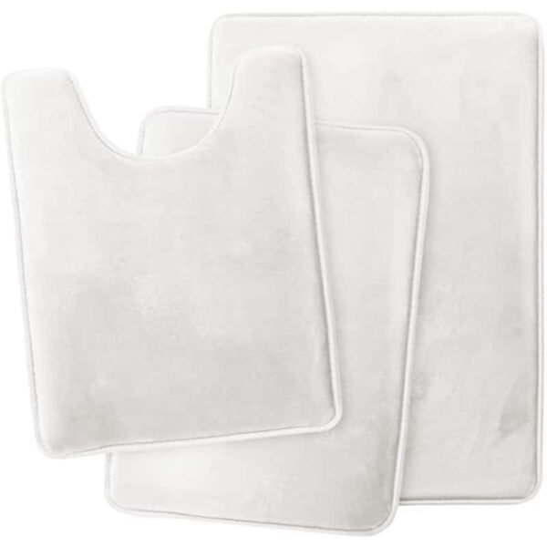 Set of 3 Bathroom Mat Set Soft Non Slip Shower Room Carpets Super Absorbent Memory Foam - Image 4