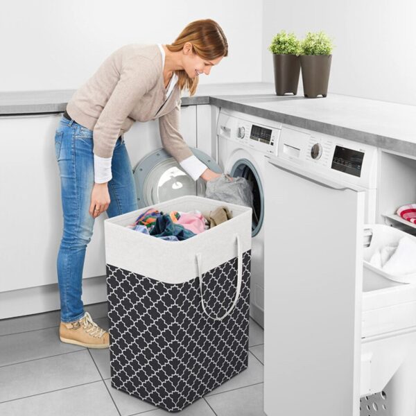 Laundry Hamper Collapsible Clothes Basket With Handle 75L Large Capacity - Image 2