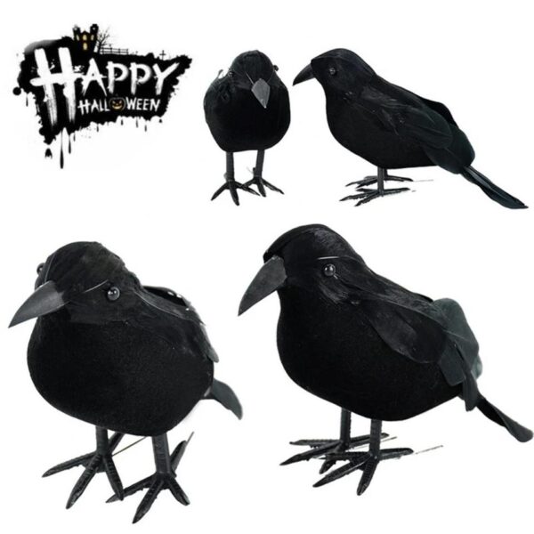 Small Simulation Fake Bird Realistic Halloween Black Crow Model - Image 7