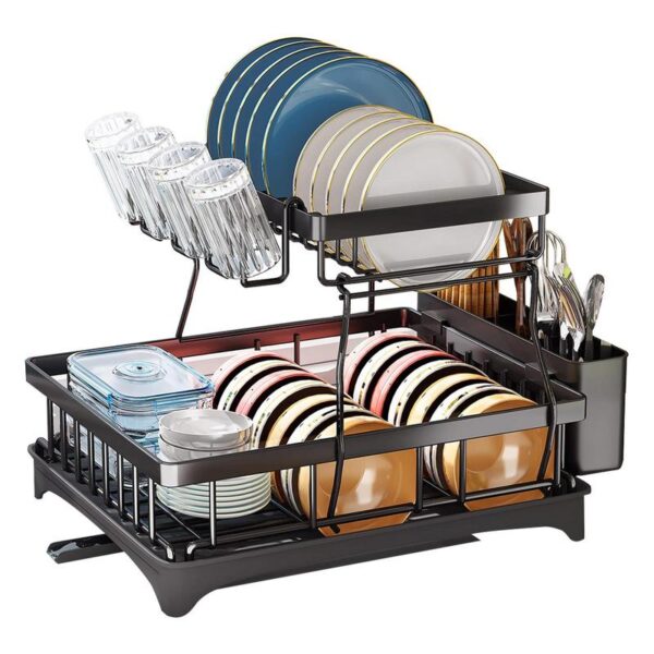 Dish Drying Rack 2 Tier And Rust Proof Dish Organizer