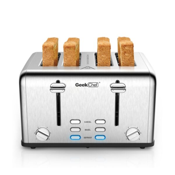 Toaster 4 Pieces Geek Chef Stainless Steel Super Wide Trough Toaster with Bagel/defrosting/ - Image 3