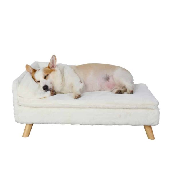 Elevated Pet Bed,Nordic Pet Stool Bed with Cozy Pad Waterproof, Pet Sofa Bed with Sturdy Wood Legs - Image 6