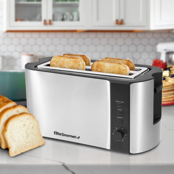 Elite Cuisine Elite Gourmet ECT-3100 4 Slice Long Toaster Bread Toaster - Image 2