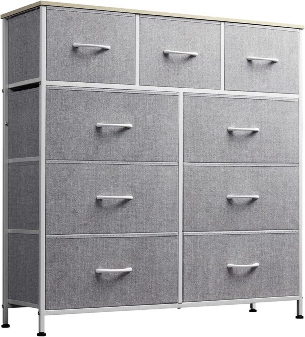 9 drawer dresser, fabric storage tower in bedroom, corridor, nursery and wardrobe