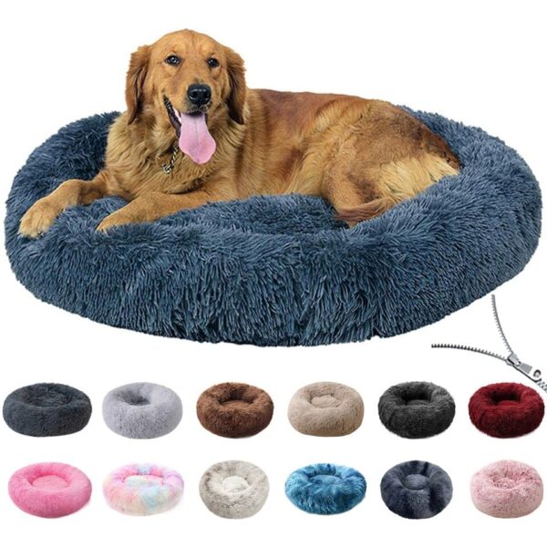 Round Dog Bed Cushion Soft Plush Cat Beds for Dog Cat Winter Warm Sleeping