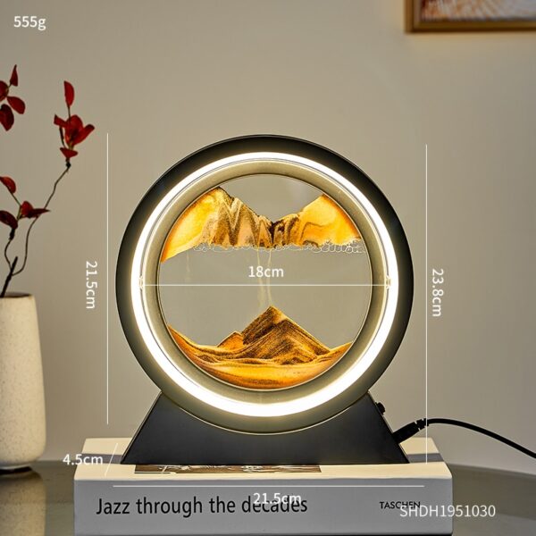 LED Light Creative Quicksand Table Lamp Moving Sand Art Picture 3D Hourglass Deep Sea Sandscape Bedroom Lamp - Image 38