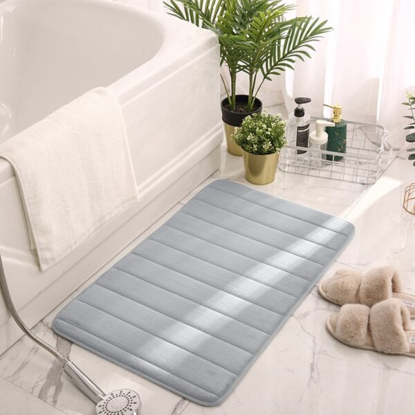 Home Bath Mat Coral Fleece Bathroom Floor Carpet Absorbent Non-slip Memory Foam - Image 10