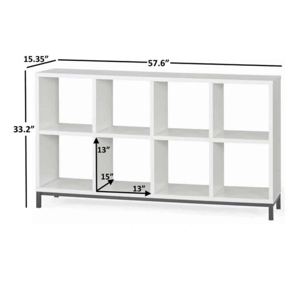 8-Cube Organizer with Metal Base, White Bookshelves - Image 3