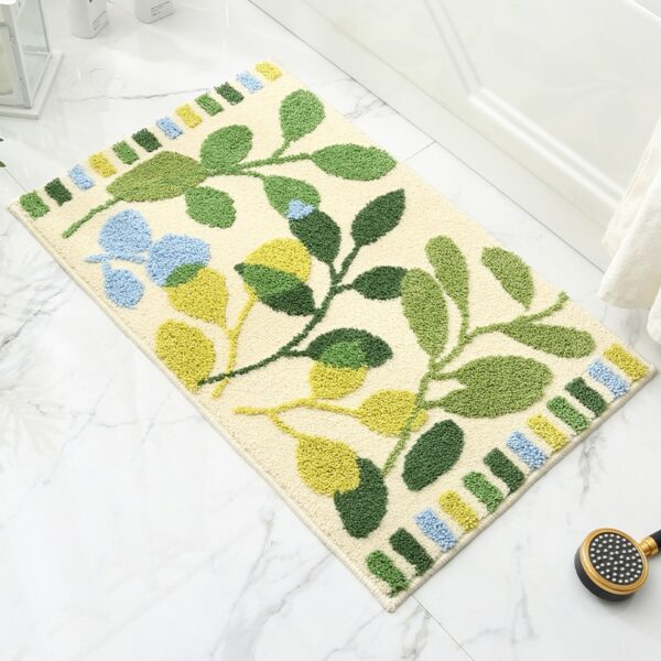 Leaves Non-Slip Bath Floor Mat Bathroom Fluffy Cashmere - Image 6