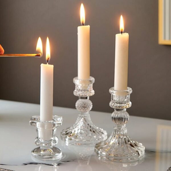 Clear Glass Candle Holders Wedding Table Centerpiece