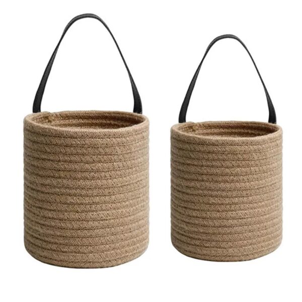 2pcs Natural Cotton Rope Hanging  Jute Wicker Basket For Plants or whatever you fancy - Image 4