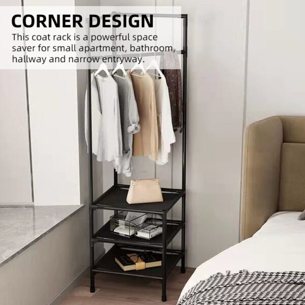 Corner Coat Rack Multi-function Floor Standing  Racks Removable Metal Clothing - Image 4