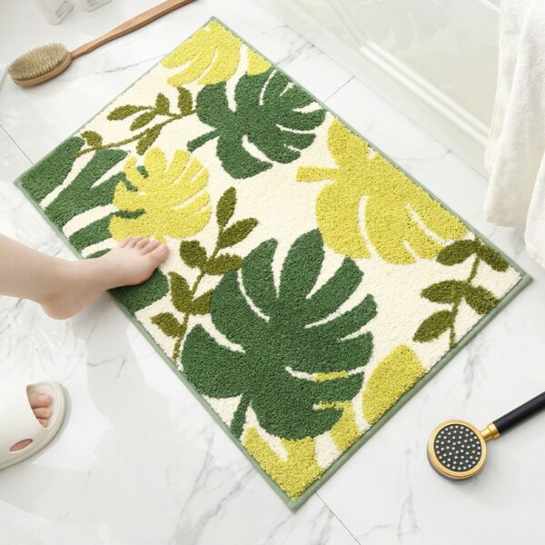 Leaves Non-Slip Bath Floor Mat Bathroom Fluffy Cashmere - Image 8