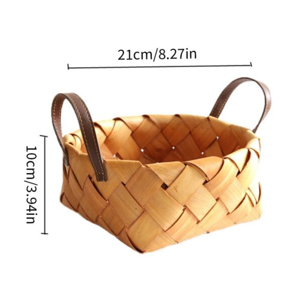 Desktop Storage Basket Fruit Vegetable Basket Bread Basket Hand Woven Bamboo - Image 4