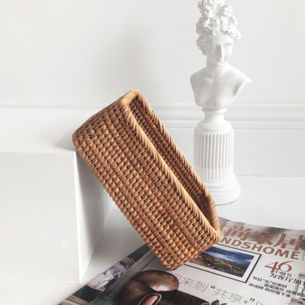 Hand-woven Rattan Wicker Basket Fruit Tea Snack Bread  Cosmetic Rectangular Storage Box Household Kitchen Supplies - Image 14