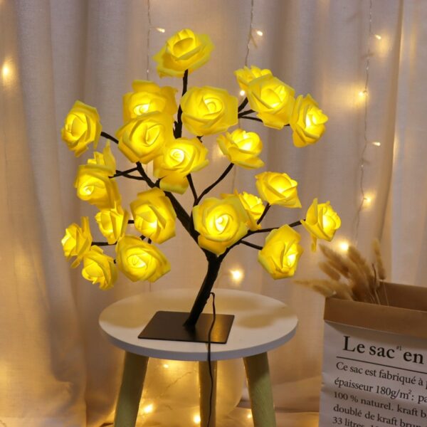 24 LED Rose Flower Tree Lights USB Table Lamp Fairy Maple Leaf Night Light - Image 10