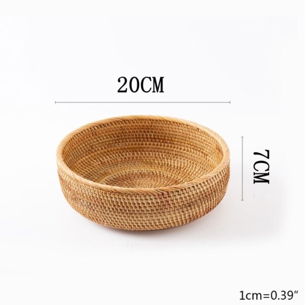 Hand-woven Rattan Wicker Basket Fruit Tea Snack Bread  Cosmetic Rectangular Storage Box Household Kitchen Supplies - Image 12