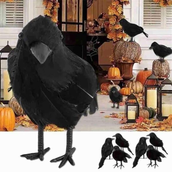 Small Simulation Fake Bird Realistic Halloween Black Crow Model - Image 6