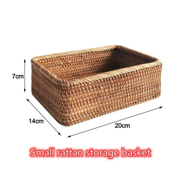 Hand-woven Rattan Wicker Basket Fruit Tea Snack Bread  Cosmetic Rectangular Storage Box Household Kitchen Supplies - Image 10