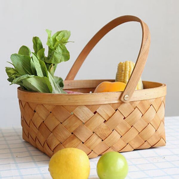 Desktop Storage Basket Fruit Vegetable Basket Bread Basket Hand Woven Bamboo