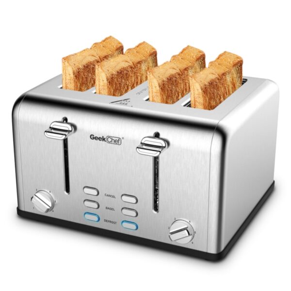 Toaster 4 Pieces Geek Chef Stainless Steel Super Wide Trough Toaster with Bagel/defrosting/ - Image 2